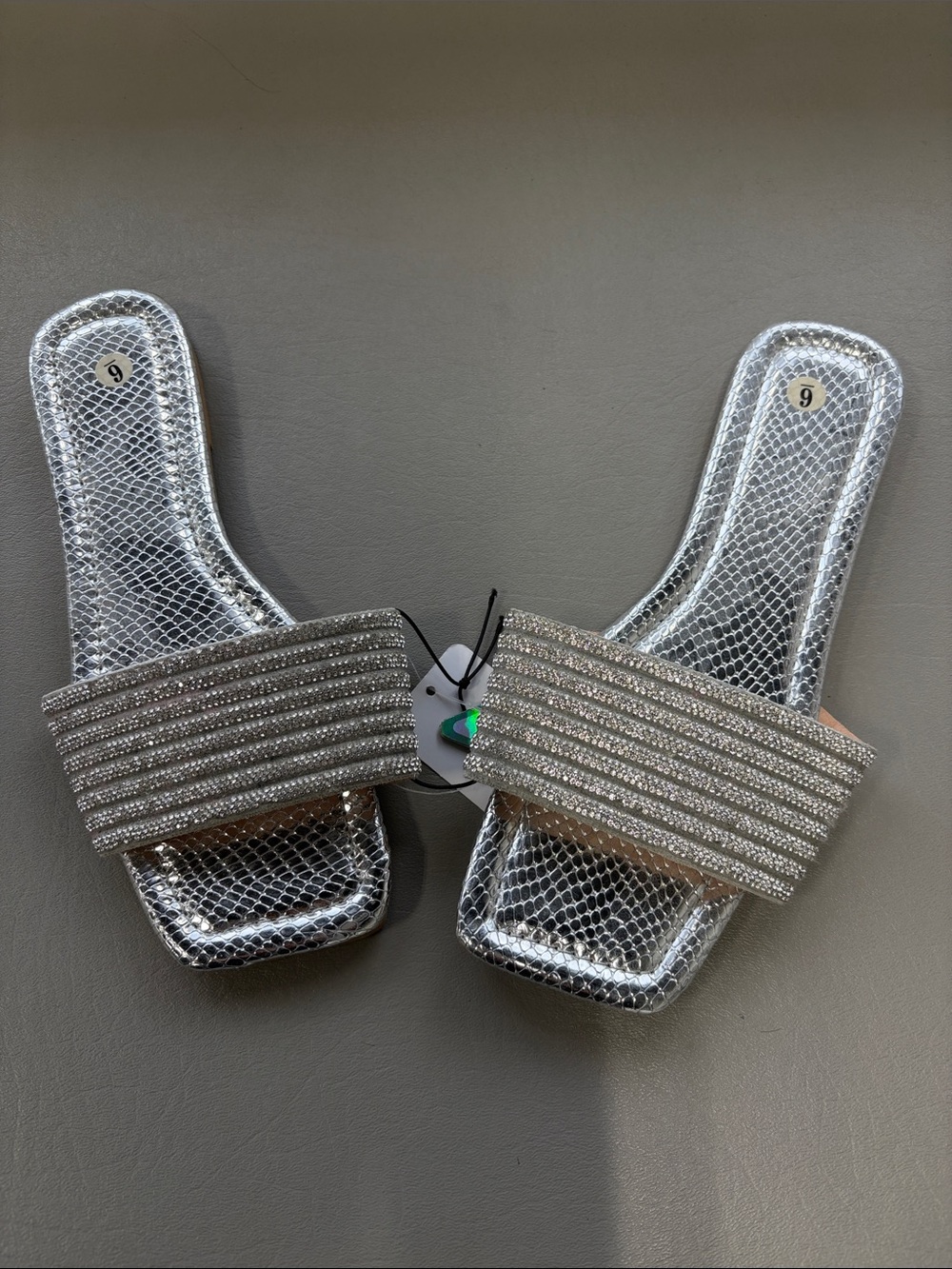 NWT Silver  Embellished Slide